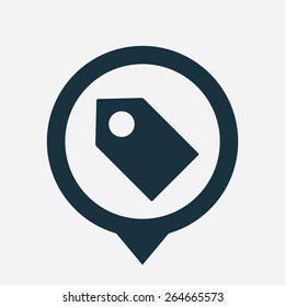 tag icon map pin on white background 