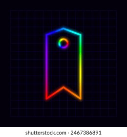 Tag icon, neon rainbow visuals, gradient mesh graphics, glowing colorful aesthetic.