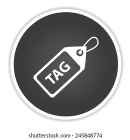 Tag icon on black button background,clean vector