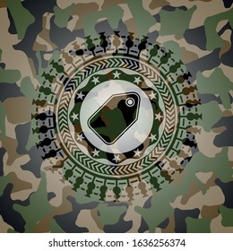 tag icon on camouflaged texture