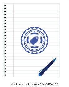 tag icon pen effect. Blue ink. Vector Illustration. Detailed.