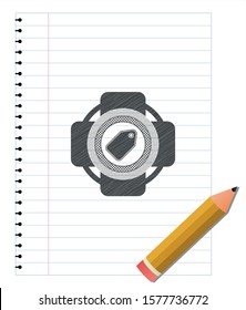 tag icon pencil draw. Vector Illustration. Detailed.