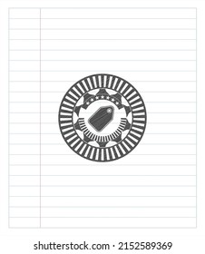 Symbol-Bleistiftemblem. Vektorgrafik. Detaillierte Angaben. 