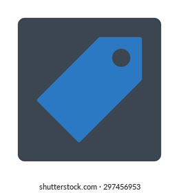 Tag icon from Primitive Buttons OverColor Set. This rounded square flat button is drawn with smooth blue colors on a white background.