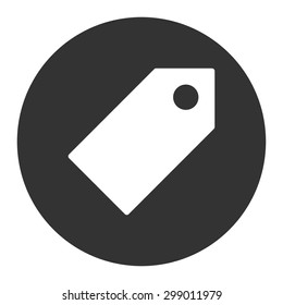 Tag icon from Primitive Round Buttons OverColor Set. This round flat button is drawn with white and gray colors on a white background.