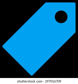 Tag icon from Primitive Set. This isolated flat symbol is drawn with blue color on a black background, angles are rounded.