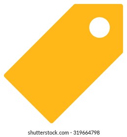 Tag icon from Primitive Set. This isolated flat symbol is drawn with yellow color on a white background, angles are rounded.