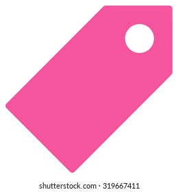 Tag icon from Primitive Set. This isolated flat symbol is drawn with pink color on a white background, angles are rounded.