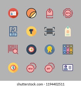 tag icon set. vector set about scanning, sticker, id card and id icons set.