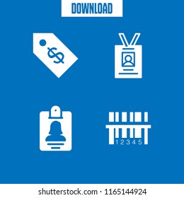 tag icon. This set with id card, price tag and barcode vector icons for mobile and web