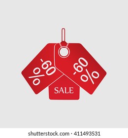 Tag icon. Tag icon vector illustration. Beautiful tag with discount. Sale and promotion of goods.