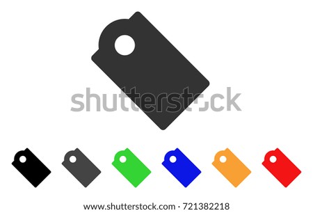 Tag icon. Vector illustration style is a flat iconic tag symbol with black, gray, green, blue, yellow color versions. Designed for web and software interfaces.