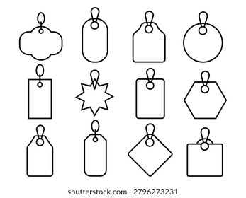 Tag icon. web black icon design. Price tag. Group of Hanging sales tag . Collection of Paper label. Special offer. Blank, discount and price icon. 