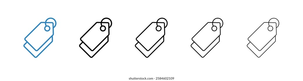 Tag icons in five different stroke sizes