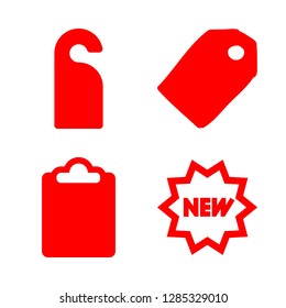 tag icons set with new commercial star label, paperclip filled tool and label vector set