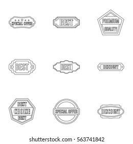 Tag icons set. Outline illustration of 9 tag vector icons for web