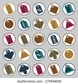 Tag icons set, retail theme simplistic symbols vector collections.