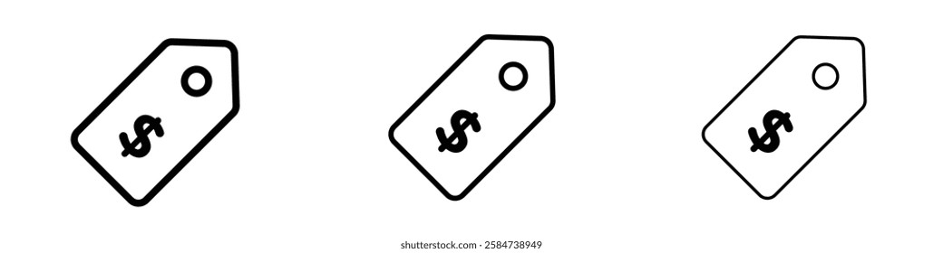 Tag icons in three different stroke lines