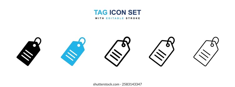 Tag icons vector collection in black and blue colors on white background