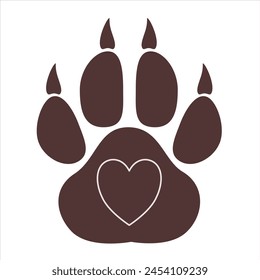 Tag with the inscription I love dogs, tag with the heart and paw of a dog. A message, lettering, an inspirational phrase