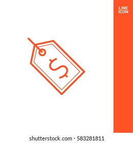 Tag isolated minimal single flat linear icon for application and info-graphic. Sale line vector icon for websites and mobile minimalistic flat design.