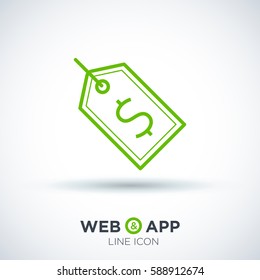 Tag isolated minimal single flat linear icon for application and info-graphic. Sale line vector icon for websites and mobile minimalistic flat design.