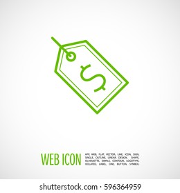 Tag isolated minimal single flat linear icon for application and info-graphic. Sale line vector icon for websites and mobile minimalistic flat design.