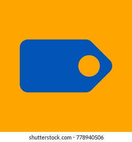 Tag, label, badge. icon. Vector. Medium teal blue icon on orange background.