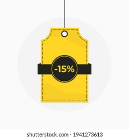 Tag label big sale discount 15 off vector