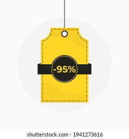 Tag label big sale discount 95 off vector
