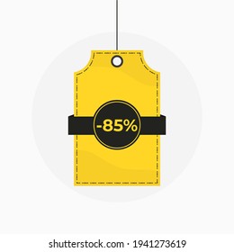 Tag label big sale discount 85 off vector