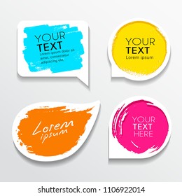 Tag label brush stroke colorful shapes collections background, vector illustration
