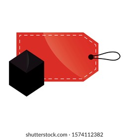 tag label commerce with cube isolated icon vector illustration design