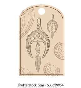 Tag, label. Earrings, modern decoration style of the ancient Scythians, the symbolism of the Scythians