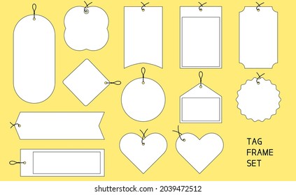 Tag Label Frame Set. Schwarze Linie Typ.