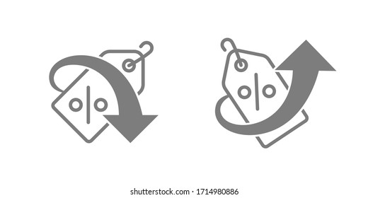 Tag label icon, Flat illustration of Tag label. Tag label Price up Vector icon, Tag label Price down sign symbol