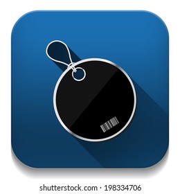 Tag label icon With long shadow over app button