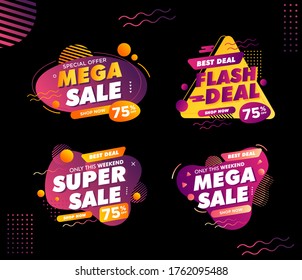 tag label Mega sale banner template design. for offline online shop promotion discount sign
