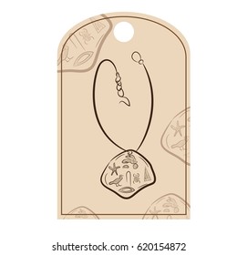 Tag, label. necklace, vintage jewelry in modern style, the symbolism of ancient civilizations