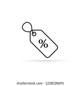 Tag or label with percent icon, Vector isolatred discount symbol.