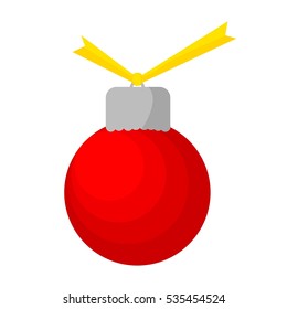 Tag or Label, Red Christmas Ball 
