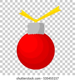 Tag or Label, Red Christmas Ball at Transparent Effect Background
