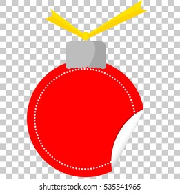 Tag or Label, Red Christmas Ball at Transparent Effect Background
