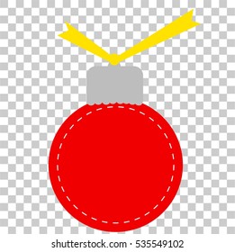 Tag or Label, Red Christmas Ball at Transparent Effect Background
