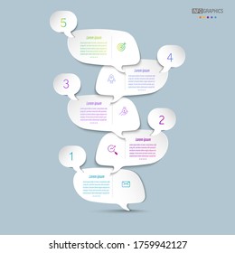 Etiqueta de voz con el color del diagrama de gráficos de infografía en la plantilla info-grafico vectorial