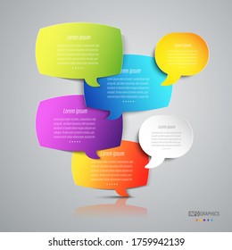 Etiqueta de voz con el color del diagrama de gráficos de infografía en la plantilla info-grafico vectorial