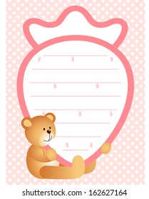 Tag Label of Strawberry with Teddy Bear