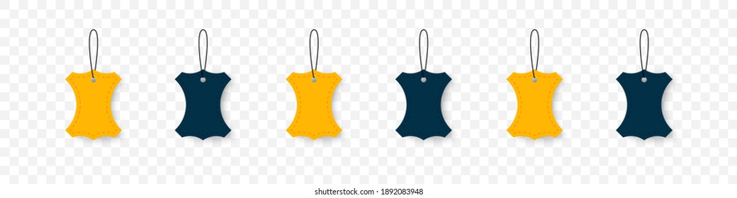 Tag labels. Fashion label tag mockups. Set of labels with cord. Vector illustration