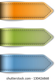 Tag labels made of leather. Arrows. Design templates. Vector illustration