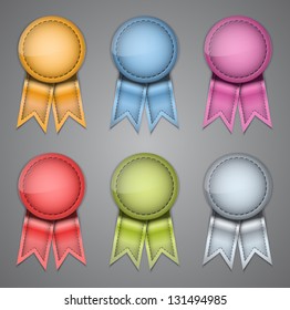 Tag labels made of leather. Design templates. Vector illustration
